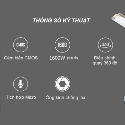 ROGTZ - Webcam học Online cho máy tính AEBell BL-U22W Độ phân giải HD 720P Micro thu âm đa hướng Quay 360 độ Trục xoay linh hoạt Chỉnh sáng thông minh Cáp dài 1,5m USB 2.0 Tương thích nhiều HĐH Dễ cài đặt Dễ sử dụng - Hàng Chính Hãng