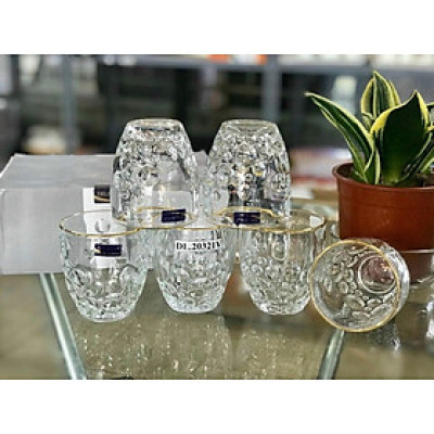 Bộ 6 ly thủy tinh chịu nhiệt uống nước vân bong bóng đáy vát ( 1 Cái )