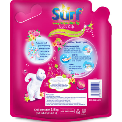 Nước Giặt Suft Hương Cỏ Hoa Diệu Kỳ Túi 3.6KG