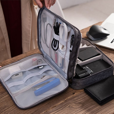 Túi đựng phụ kiện điện thoại 2 ngăn lớn vải Oxford cải tiến kích thước 27cm nhiều ngăn chống nước, chống sốc - Hàng chính hãng D Danido