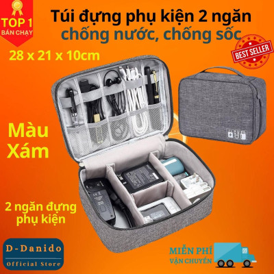 Túi Đựng Phụ Kiện Điện Thoại 2 Ngăn Lớn Cải Tiến Nhiều Ngăn Chống Nước, Chống Sốc - Hàng Chính Hãng D Danido