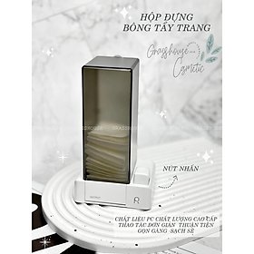 HỘP ĐỰNG BÔNG TẨY TRANG TREO TƯỜNG HOẶC ĐỂ TRÊN BÀN CÓ NÚT BẤM TIỆN DỤNG CHỐNG BỤI