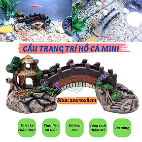 Cầu Trang Trí Hồ Cá Mini Cổ Trang- Mô Hình Cầu Giả Cảnh Quan Cho Bể Cá- Tiểu Cảnh Cầu Đá Phong Cách Cổ Điển- Cầu Giả Mini Decor Bể Cá- Tiểu Cảnh Cầu và Chòi Mini Phong Cảnh Hồ Cá