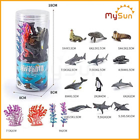 Bộ đồ chơi mô hình các con động vật, sinh vật biển, khủng long bằng nhựa cho bé MySun.