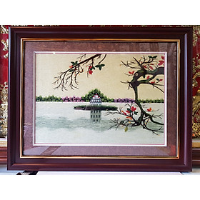 TRANH THÊU TAY -THÁP RÙA HỒ GƯƠM -HÀ NỘI