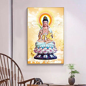 Tranh thêu chữ thập Phật quan âm D01662, kích thước 40 x 60 cm