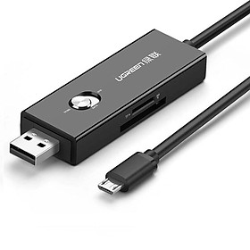 Ugreen 30518 30CM màu Đen Cáp chuyển MICRO USB sang USB 2.0 đọc thẻ SD + TF hỗ trợ OTG 30518  Hàng chính Hãng
