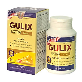 ￼Viên Gout  GULIX Extra new Vinaphar Hộp 60 Viên - Tăng cường chuyển hóa, lợi tiểu, giúp đào thải acid uric trong máu