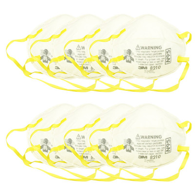 Combo 8 Khẩu Trang Chống Bụi Cao Cấp 3M 8210 N95 - Hiệu Suất Lọc 95%, Bụi Mịn, Vi Khuẩn, Vi Rút, Có Dây Đeo Qua Đầu