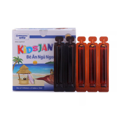 Thực Phẩm BVSK KIDSJAN Bé Ăn Ngủ Ngon - Hỗ Trợ Bồi Bổ Sức Khỏe, Ngủ Ngon (Hộp 4 Vỉ x 5 Ống x 10ml)