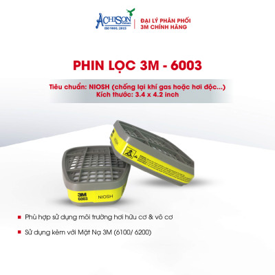 Bộ mặt nạ chống hóa chất, dùng phun thuốc trừ sâu - Mặt nạ nửa mặt 3M 6100/ 6200 kèm 2 phin lọc - Hàng chính hãng 100%