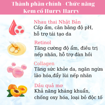 [MỸ PHẨM NHẬT BẢN] Kem Dưỡng Da Cổ Nhật Bản MICCOSMO Hurry Harry 40g, Chiết Xuất Nhau Thai, Dưỡng Trắng, Chống Nhăn, Ngăn Ngừa Lão Hóa, Căng Bóng, Trẻ Hóa Da (HH01)