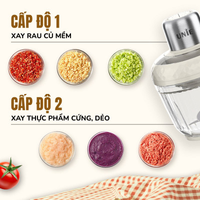 Máy xay thịt UNIE UM366, công suất 400W, 2 cối thủy tinh tiện lợi, động cơ đồng cao cấp; xay thịt, đánh ruốc, bóc tỏi tiện lợi; hàng chính hãng bảo hành 12 tháng