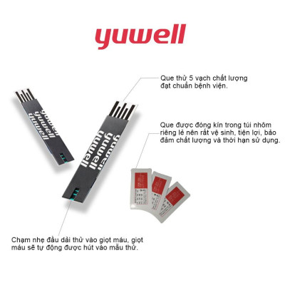 Bộ test 50 kim + 50 que thử đường huyết YUWELL dùng cho máy đo đường huyết Yuwell Accusure 710 chính hãng