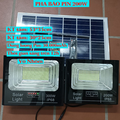 Đèn pha led năng lượng mặt trời 200W siêu sáng - 358 chip led - công nghệ COB- tiết kiệm điện dành cho sân vườn 