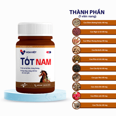 Viên uống bổ thận tráng dương tăng cường sinh lực nam giới Tốt Nam Hoa Việt  (Hộp 30 viên)- Bí quyết cho sức khỏe phái mạnh