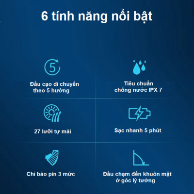 Máy cạo râu khô và ướt cao cấp, thương hiệu Hà Lan Philips S3206/09 Series 3000 - Chức năng: Cạo râu, tỉa tóc mai, ria mép - HÀNG NHẬP KHẨU