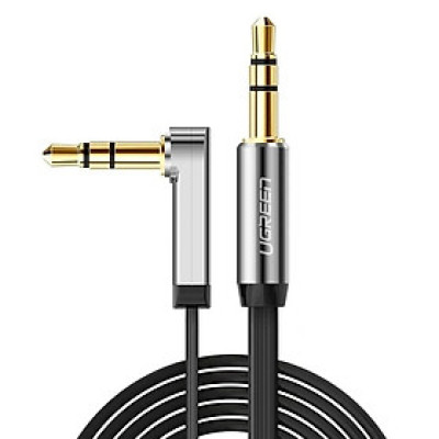 Ugreen UG10597AV119TK 1M màu Đen Cáp âm thanh 2 đầu 3.5mm dương đầu vuông góc mạ vàng - HÀNG CHÍNH HÃNG