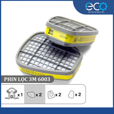 Combo (7 món) mặt nạ phòng độc 3M 7501, 7502 kết hợp phin lọc 3M 6003, tấm lọc bụi 5N11 cùng nắp giữ 501 lọc hơi độc Hơi hữu cơ vô cơ Phun sơn Phun xịt thuốc sâu Mặt nạ chính hãng