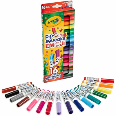 Hộp 16 Bút Lông Màu Pip Squeaks Emoji - Dễ Tẩy Rửa - Crayola 588717
