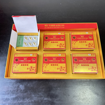 Tinh Dầu Thông Đỏ Hàn Quốc Jeil Premium Singchin YU 100 18o viên : Tan mỡ máu, hạ men gan, điều hóa huyết áp.