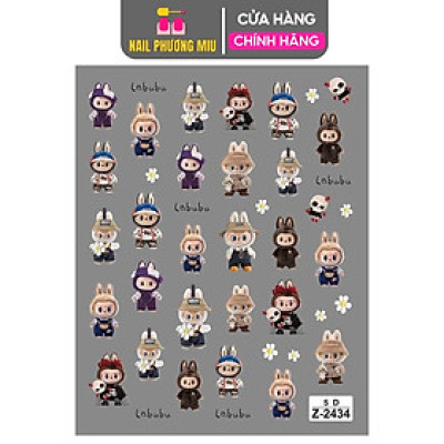 Sticker Dán Móng 5D Hình Labubu Đáng Yêu, Sticker Làm Nail, Miếng Dán Móng Tay 5D Labubu Cute Ngộ Ngĩnh Hot Trend