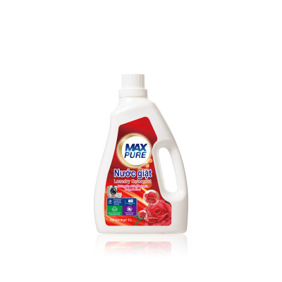 Chai nước giặt Maxpure Hương Hoa Hồng Bulgaria 3L - TẶNG 1 dây 10 gói nước xả hương CoCo
