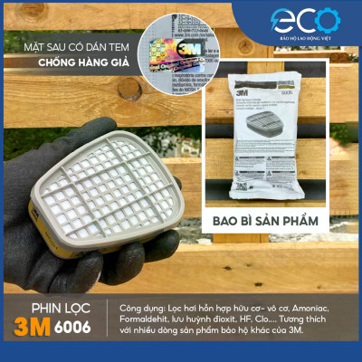 Bộ mặt nạ phòng độc 3M 6100/6200 với phin lọc 6006 kết hợp tấm lọc bụi 5N11 cùng nắp giữ 501 (7 món)
