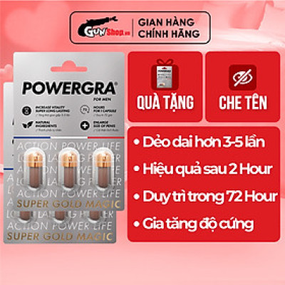 Bộ 2 vỉ 3 viên uống phục hồi và tăng cường sinh lý nam giới Powergra For Men (Super Gold Magic) tặng 1 viên dùng thử