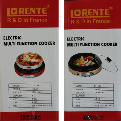 Nồi Lẩu Nướng Điện Đa Năng Lorente LT-780 - Màu Ngẫu Nhiên - Chính Hãng