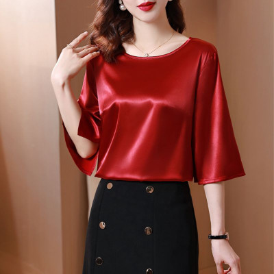 Áo lụa mặc trong vest cổ tròn tay lở thanh lịch - NEW DESIGN AO0049