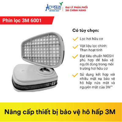 Bộ mặt nạ chống hóa chất, dùng phun thuốc trừ sâu - Mặt nạ nửa mặt 3M 6100/ 6200 kèm 2 phin lọc - Hàng chính hãng 100%