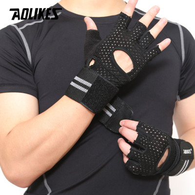 Găng Tay Tập Gym AOLIKES 113B - Nửa Ngón, Chống Trơn, Quấn Cổ Tay Chắc Chắn