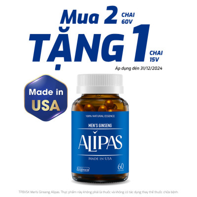 Viên uống ALIPAS tăng cường sinh lý nam với Eurycoma longifolia, Oyster Meat, Pine Bark Extract (60 viên)