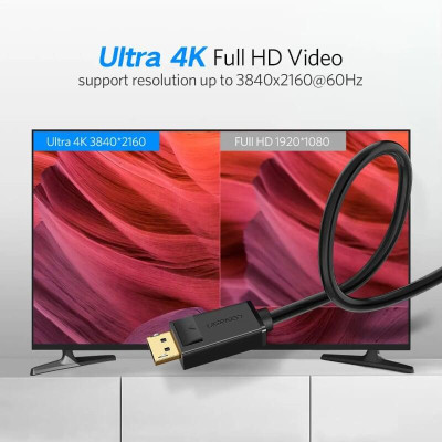 Ugreen UG10211DP102TK 2M Màu Đen Cáp 2 Đầu Displayport chuẩn V1.2 thuần đồng - HÀNG CHÍNH HÃNG