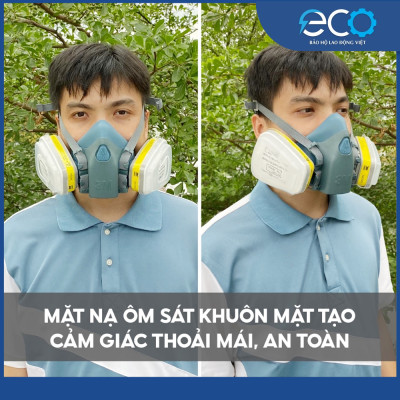 Combo (7 món) mặt nạ phòng độc 3M 7501, 7502 kết hợp phin lọc 3M 6003, tấm lọc bụi 5N11 cùng nắp giữ 501 lọc hơi độc Hơi hữu cơ vô cơ Phun sơn Phun xịt thuốc sâu Mặt nạ chính hãng