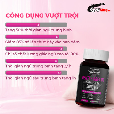 Viên uống cải thiện tình trạng mất ngủ và ngủ kém Powergra Gentle Dreams - Hộp 60 viên