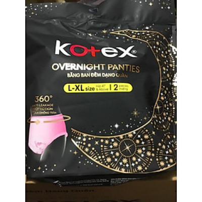 Combo 6 Gói Băng Vệ Sinh Kotex đêm dạng quần vừa vặn chống tràn 360 size L-XL (2 miếng/gói)-HSD luôn mới