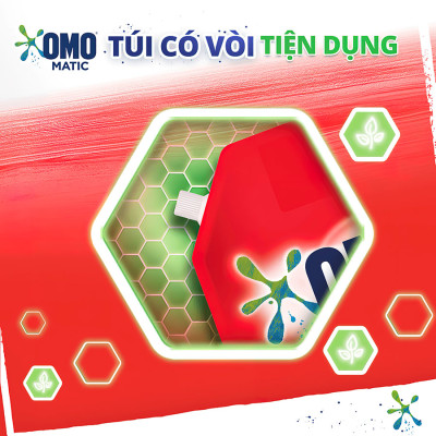 Túi Nước Giặt Omo Matic Cho Máy Giặt Cửa Trước Hương Hoa Anh Thảo Ngăn Mùi Ẩm Mốc 3.6KG