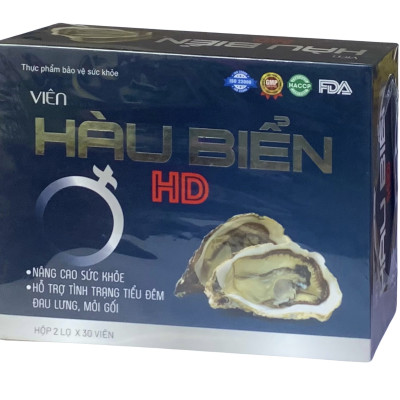 ￼Viên Bổ thận hàu biển HD - Hộp 2 lọ x 30 viên - Giúp bổ thận, tráng dương, tăng cường sinh lực cho nam giới, Lisse