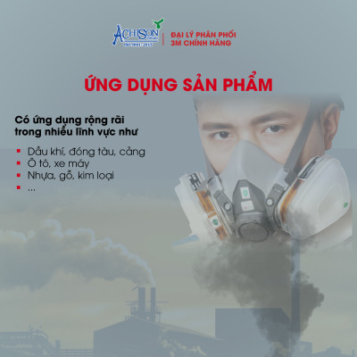 Bộ mặt nạ chống hóa chất, dùng phun thuốc trừ sâu - Mặt nạ nửa mặt 3M 6100/ 6200 kèm 2 phin lọc - Hàng chính hãng 100%