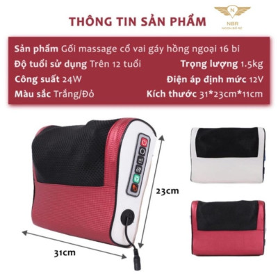 ( Loại 1) Gối massage cổ vai gáy, máy massage hồng ngoại 20 bi cao cấp hỗ trợ mát xa toàn thân