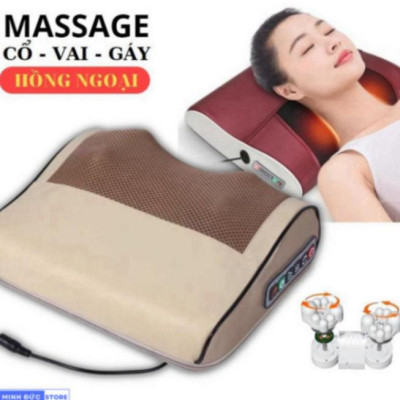 ( Loại 1) Gối massage cổ vai gáy, máy massage hồng ngoại 20 bi cao cấp hỗ trợ mát xa toàn thân