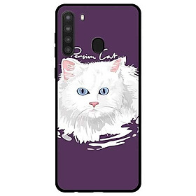 Ốp lưng dành cho Samsung Galaxy A21 mẫu Mèo Trắng Tím