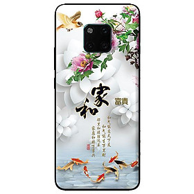 Ốp lưng in cho Huawei Mate 20 Pro mẫu Chim Cá Nền Hoa Trắng - Hàng chính hãng