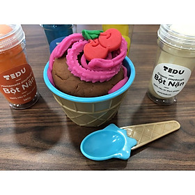 Bộ chén muỗng kem chơi bột nặn đất nặn an toàn (giao màu ngẫu nhiên)