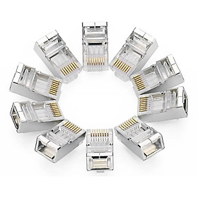 Đầu bấm mạng RJ45 chuẩn Cat6 + Cat6e bọc inox chống nhiễu Ugreen 111IN50248NW hàng chính hãng