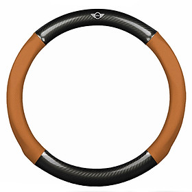 Bọc vô lăng TTAUTO cho xe ô tô chất liệu da vân carbon cao cấp có logo MINI COOPER (Đen Nâu)