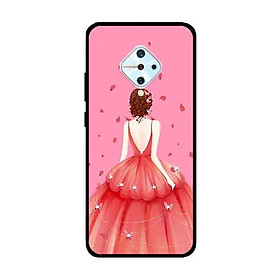 Ốp Lưng in cho Vivo S1 Pro/ Vivo V17 Mẫu Cô Gái Váy Hồng Nền Hồng - Hàng Chính Hãng