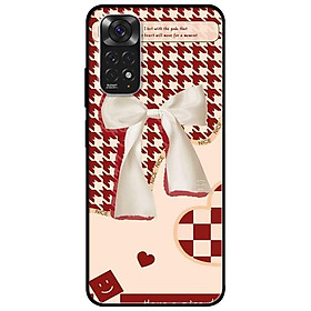 Ốp lưng dành cho Xiaomi Redmi Note 11 4G mẫu Nơ Trắng Nền Đỏ
